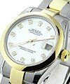 Ladies Datejust 26mm in Steel with Yellow Gold Domed Bezel on Oyster Bracelet with White MOP Diamond Dial