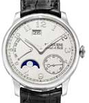 Octa Lune Automatique Power Reserve Moonphase in Platinum on Black Alligator Leather Strap with Silver Dial