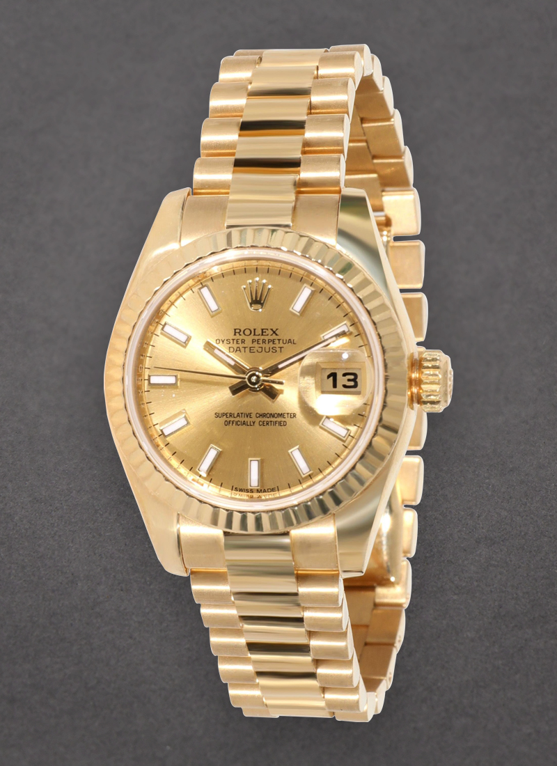 Pre-Owned Rolex Midsize 31mm President in Yellow Gold with Fluted Bezel