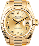 Midsize 31mm President in Yellow Gold with Fluted Bezel on President Bracelet with Champagne Roman Dial