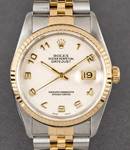 Datejust 2-Tone 36mm in Steel with Yellow Gold Fluted Bezel on Jubilee Bracelet with Ivory Jubilee Arabic Dial