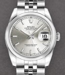 Datejust 26mm in Steel with Smooth Bezel on Steel Jubilee Bracelet with Silver Stick Dial