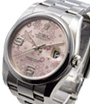 Datejust 36mm in Steel with Smooth Bezel on Oyster Bracelet with Pink Floral Dial