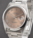 Datejust 36mm in Steel with Smooth Bezel on Oyster Bracelet with Salmon Roman Dial