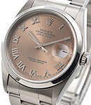 Datejust 36mm in Steel with Smooth Bezel on Oyster Bracelet with Salmon Roman Dial