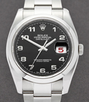 Datejust 36mm in Steel with Smooth Bezel on Oyster Bracelet with Black Arabic Dial