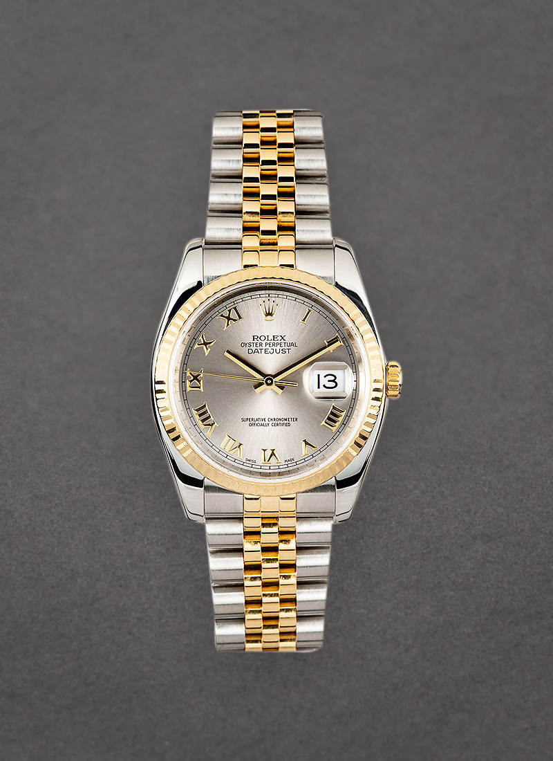 Pre-Owned Rolex Datejust 36mm in Steel with Yellow Gold Fluted Bezel