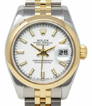 Ladies Datejust 26mm in Steel with Yellow Gold Smooth Bezel on Jubilee Bracelet with White Stick Dial