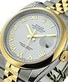 Datejust 36mm in Steel with Yellow Gold Domed Bezel on Jubilee Bracelet with White Roman Dial