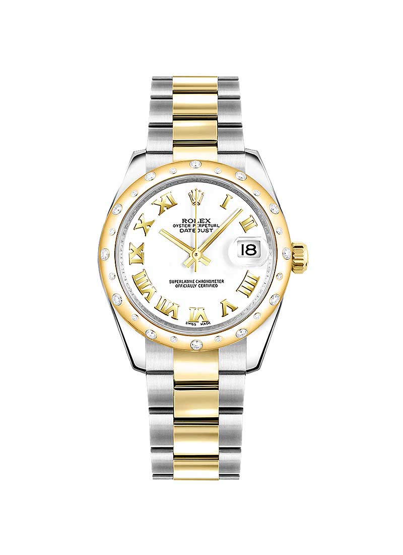 Pre-Owned Rolex Mid Size Datejust 31mm in Steel with Yellow Gold Scattered Diamond Bezel