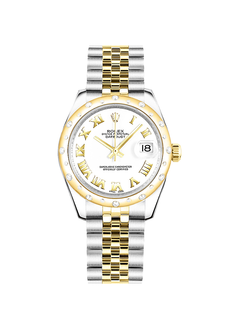 Pre-Owned Rolex Datejust 31mm in Steel with Yellow Gold Gem-Set Bezel