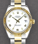 Datejust Lady's 26mm in Steel with Yellow Gold Fluted Bezel on Oyster Bracelet with White Arabic Dial