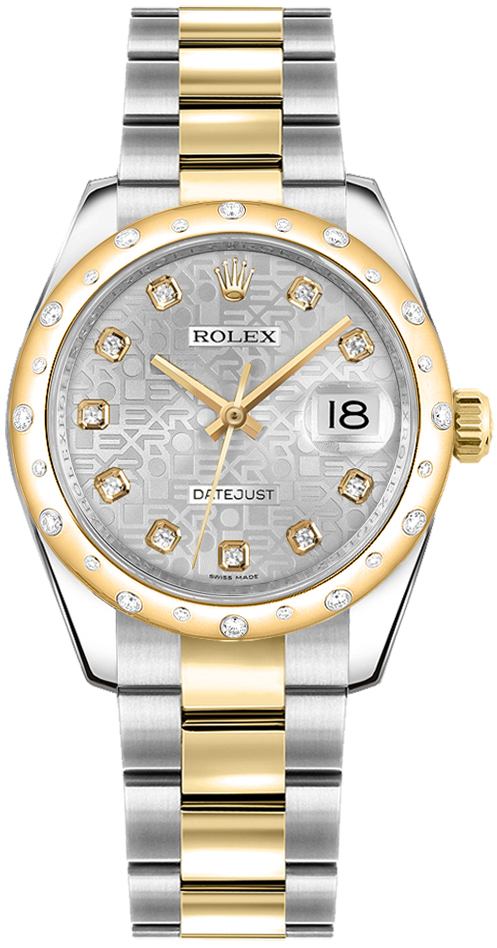 DateJust - 31mm - Steel with Yellow Gold - Gem-Set Domed Bezel on 2-Tone Oyster Bracelet with Silver Jubilee Diamond Dial