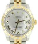 Datejust 31mm Midsize in Steel with Yellow Gold Scattered Bezel on Jubilee Bracelet with White MOP Roman Dial