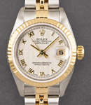 Datejust 26mm in Steel with Yellow Gold Fluted Bezel on Jubilee Bracelet New Style with Ivory Pyramid Roman Dial