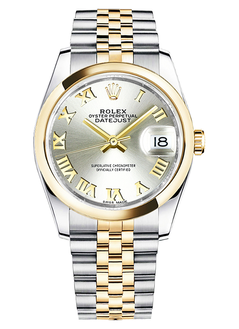 Pre-Owned Rolex Datejust 36mm in Steel with Yellow Gold Domed Bezel