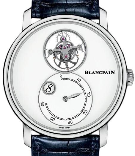 Villeret Tourbillon in White Gold on Blue Crocodile Leather Strap with White Dial