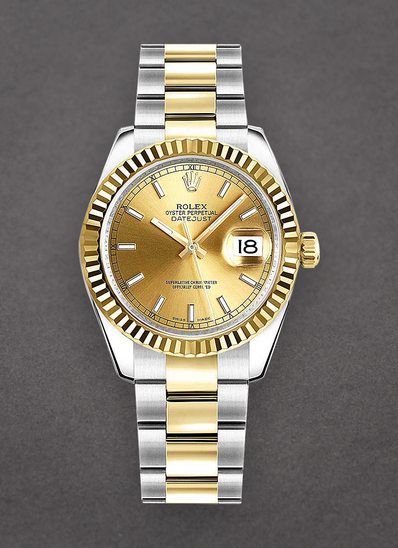 Pre-Owned Rolex Datejust 31mm Mid Size in Steel with Yellow Gold Fluted Bezel