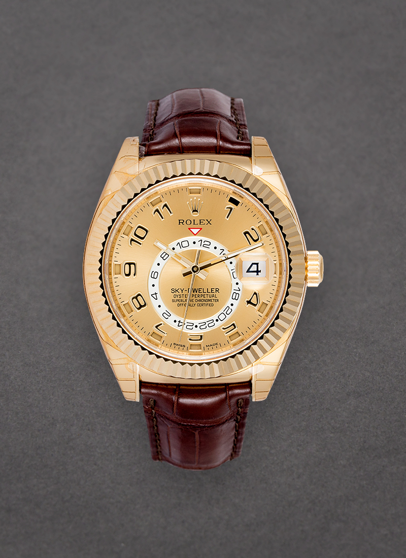 Pre-Owned Rolex Sky Dweller in Yellow Gold with Fluted Bezel