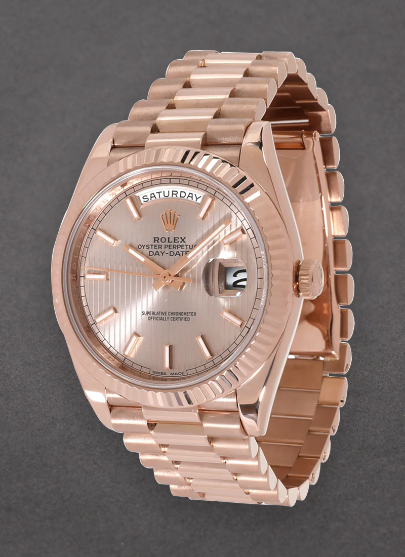 Pre-Owned Rolex President Day Date in Rose Gold with Fluted Bezel