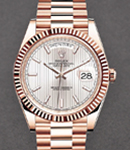 President Day Date in Rose Gold with Fluted Bezel on President Bracelet with Sundust Stick Dial