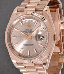 President Day Date in Rose Gold with Fluted Bezel on President Bracelet with Sundust Stick Dial