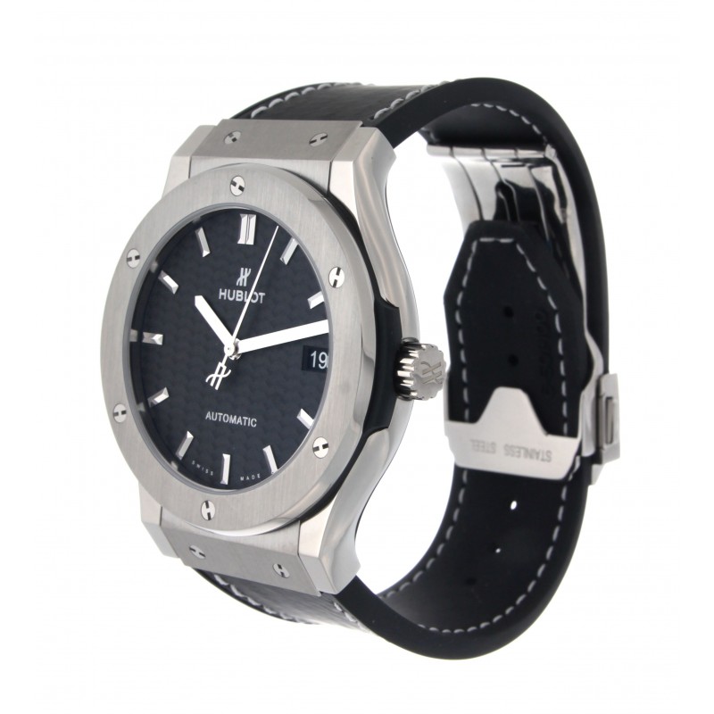 Classic Fusion Mexico in Titanium on Black Leather Strap with Black Dial