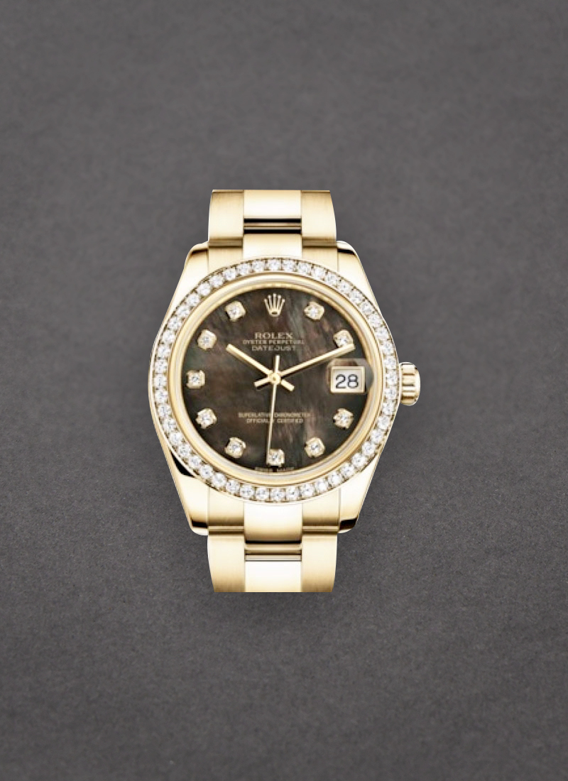 Rolex Unworn Mid Size Datejust 31mm in Yellow Gold with Diamond Bezel