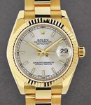 Mid Size Datejust 31mm in Yellow Gold with Fluted Bezel on Oyster Bracelet with Silver Stick Dial