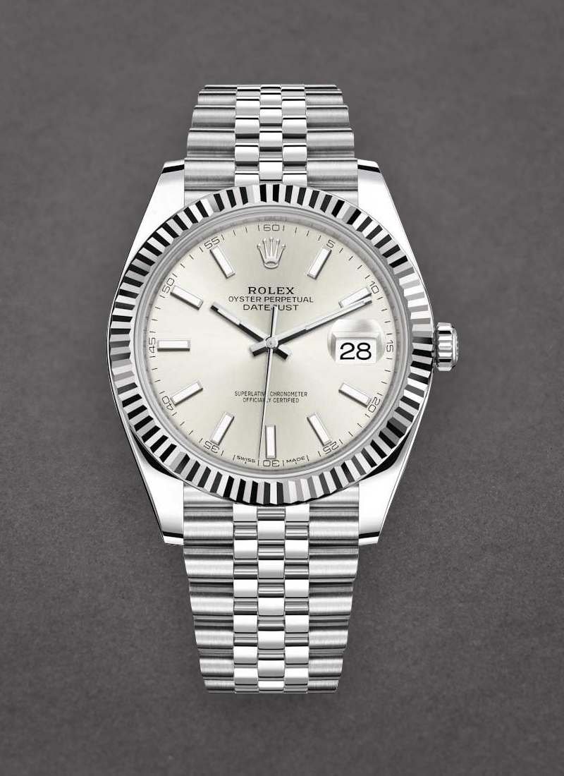 Pre-Owned Rolex Datejust II 41mm in Steel with White Gold Fluted Bezel