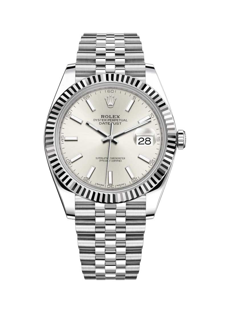 Pre-Owned Rolex Datejust II 41mm in Steel with White Gold Fluted Bezel
