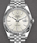 Datejust II 41mm in Steel with White Gold Fluted Bezel on Jubilee Bracelet with Silver Stick Dial