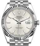 Datejust II 41mm in Steel with White Gold Fluted Bezel on Jubilee Bracelet with Silver Stick Dial