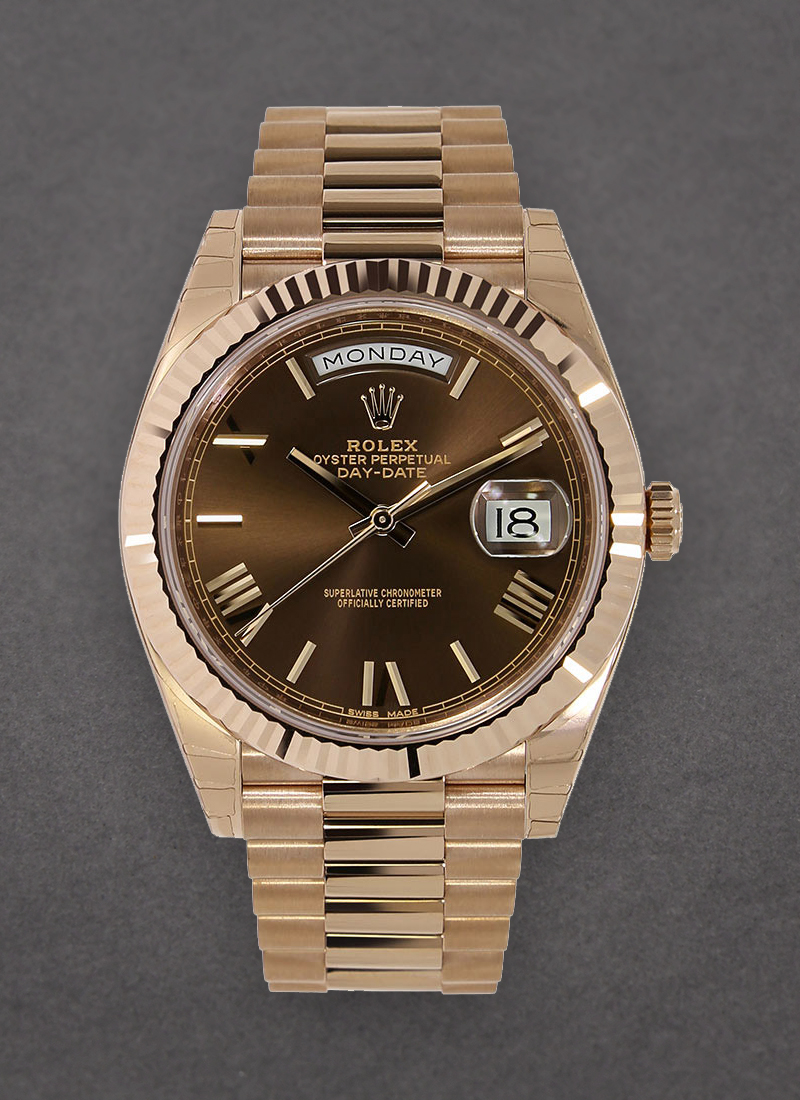 Pre-Owned Rolex President Day Date 40mm in Rose Gold with Fluted Bezel