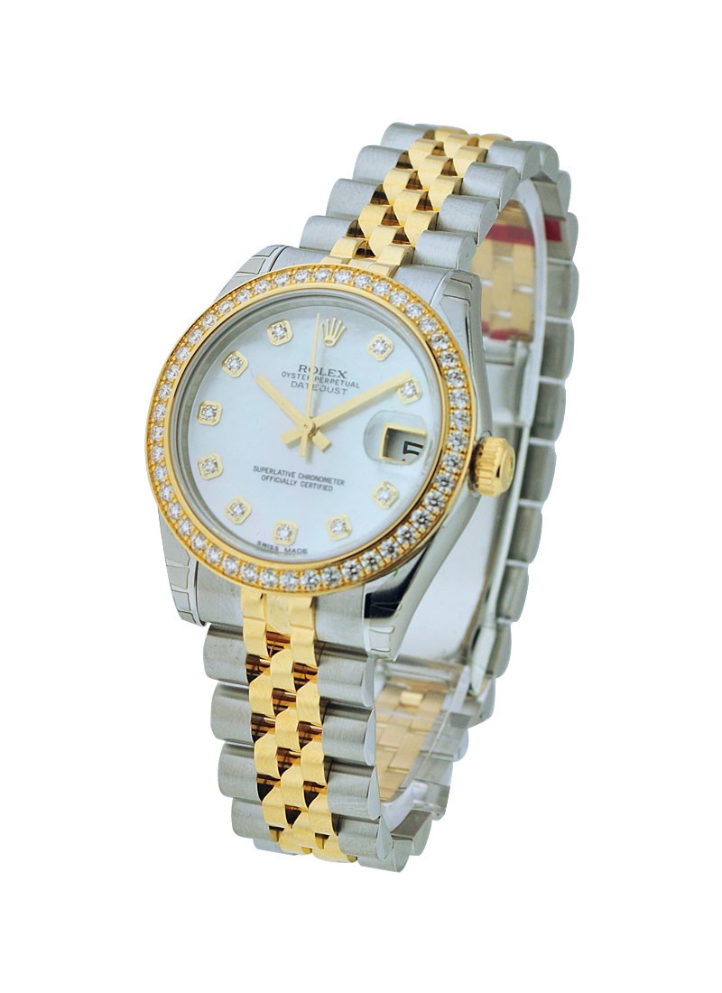 Pre-Owned Rolex Mid Size Datejust 31mm in Steel with Yellow Gold Diamond Bezel