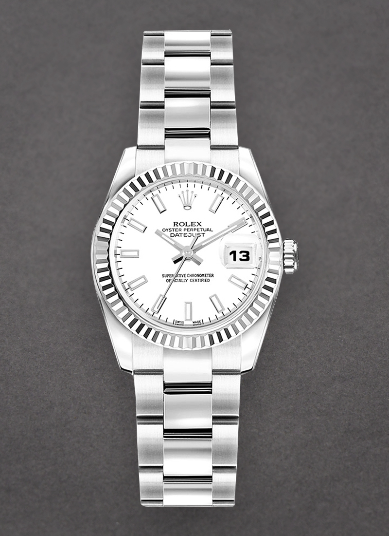 Pre-Owned Rolex Lady's Datejust in Steel with White Gold Fluted Bezel