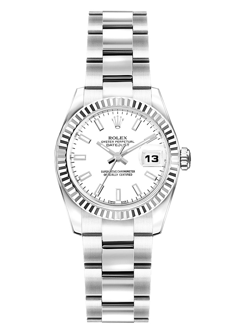 Pre-Owned Rolex Lady's Datejust in Steel with White Gold Fluted Bezel