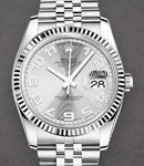 Datejust 36mm with White Gold Fluted Bezel on Jubilee Bracelet with Silver Concentric  Arabic Dial