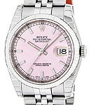 Datejust 36mm with White Gold Fluted Bezel  on Jubilee Bracelet with Pink Stick Dial