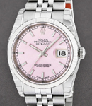 Datejust 36mm with White Gold Fluted Bezel  on Jubilee Bracelet with Pink Stick Dial