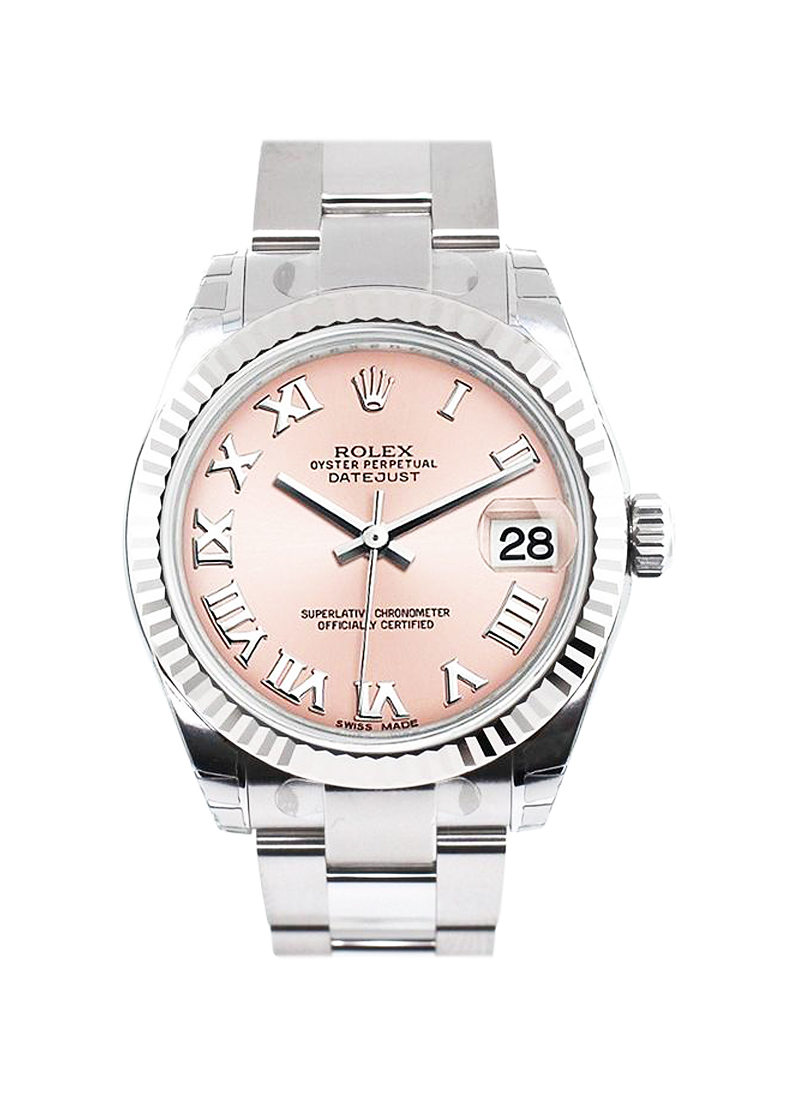 Pre-Owned Rolex Datejust 31mm in Steel with White Gold Fluted Bezel