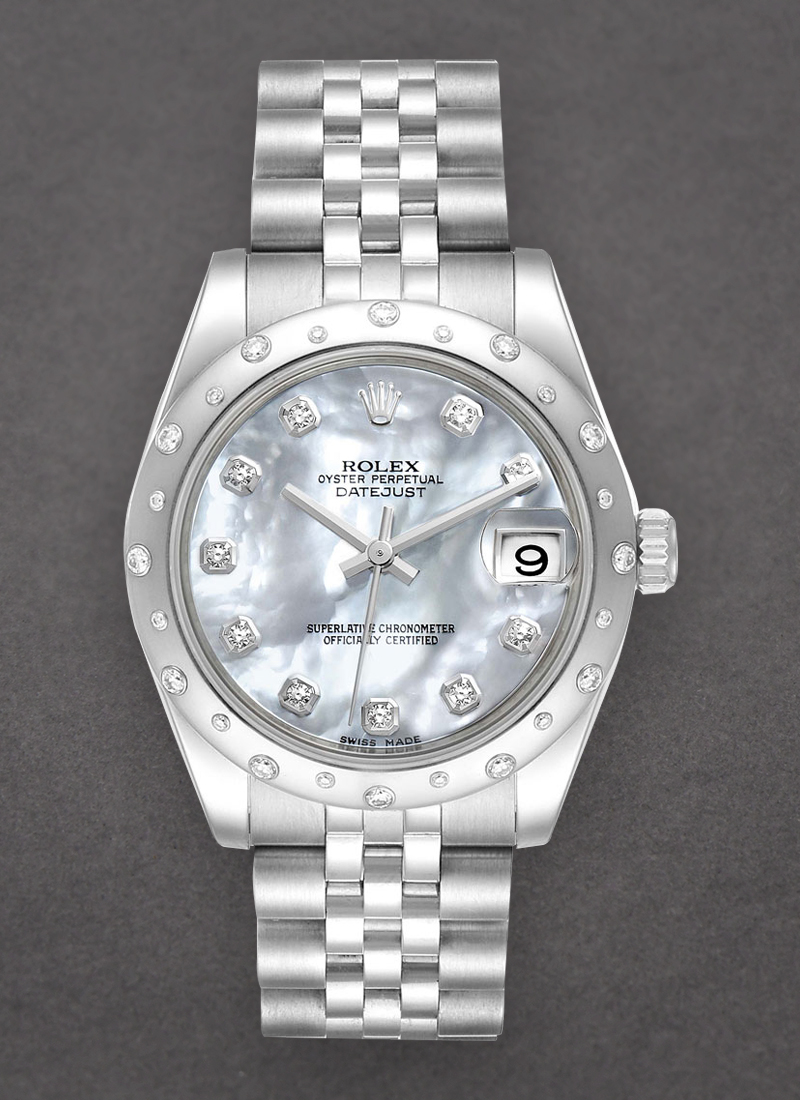 Pre-Owned Rolex DateJust 31mm in Steel with White Gold Diamond Bezel