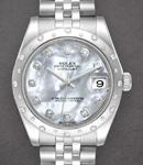 DateJust 31mm in Steel with White Gold Diamond Bezel on Steel Jubilee Bracelet with MOP Diamond Dial