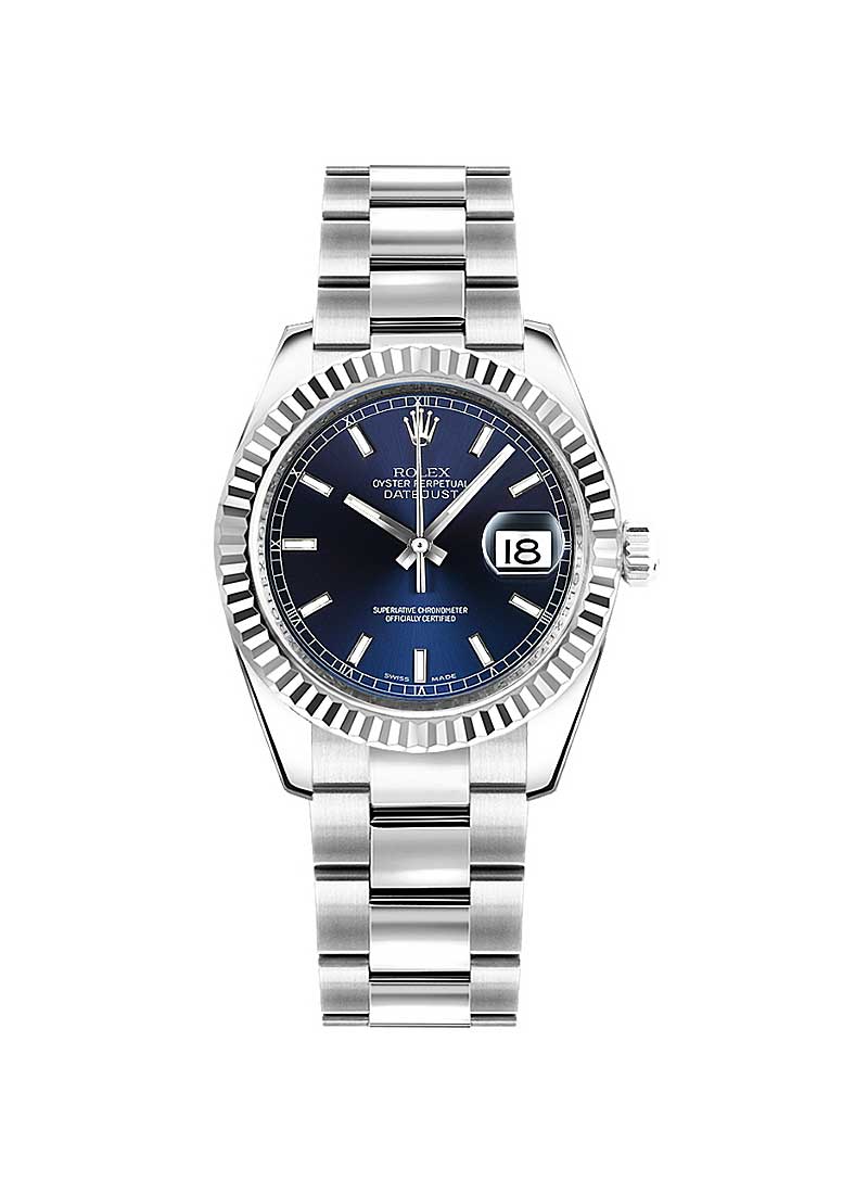 Pre-Owned Rolex Mid Size Datejust 31mm in Steel with Fluted Bezel