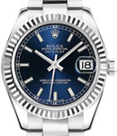 Datejust Lady's in Steel with White Gold Fluted Bezel on Steel Oyster Bracelet with Blue Stick Dial