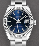 Datejust Lady's in Steel with White Gold Fluted Bezel on Steel Oyster Bracelet with Blue Stick Dial