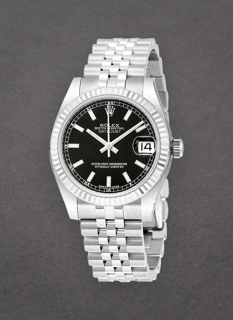 Pre-Owned Rolex Datejust 31mm in Steel with White Gold Fluted Bezel