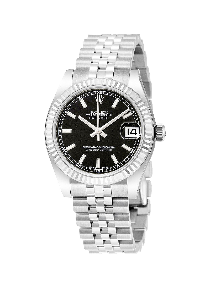 Pre-Owned Rolex Datejust 31mm in Steel with White Gold Fluted Bezel