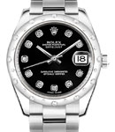 Datejust 31mm in Steel with Diamond Bezel on Oyster Bracelet with Black Diamond Dial