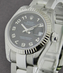 Datejust 36mm in Steel with Fluted Bezel on Oyster Bracelet with Black Concentric Arabic Dial